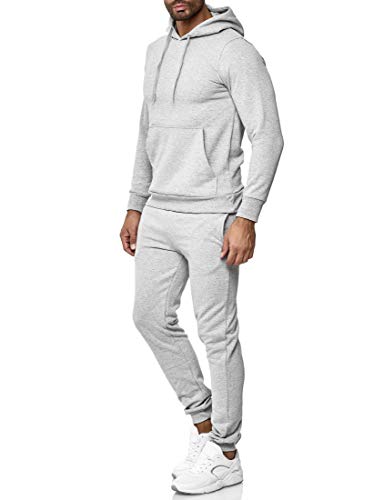 Baxboy Herren Uni Colour Jogging Anzug Trainingsanzug Sportanzug Fitness Sporthose Hose Hoodie H-500, Farbe:Grau, Größe:XL von Baxboy