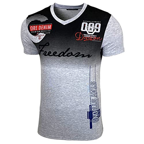 Baxboy Herren Vintage Freizeit Sport T Shirt Kurz arm Design Fashion Top Print T-Shirt 4091, Farbe:Grau, Größe:2XL von Baxboy