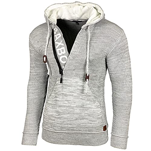 Kapuzenjacke Herren Winter Top Kapuzenpullover Reißverschluss Pulli Sweatshirt Jacke BB-277 Neu, Farbe:Grau, Größe:2XL von Baxboy