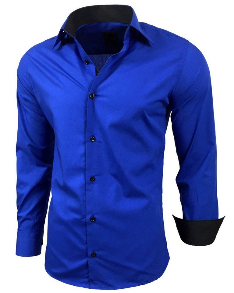 Baxboy Langarmhemd Kentkragen Businesshemd Slim Fit Hemd mit farblich abgesetzten B-444 von Baxboy