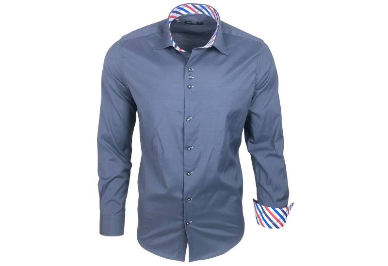 Baxboy Langarmhemd Baxboy Herren Kariert Hemd Kentkragen Langarm Business Karohemd B-501 von Baxboy