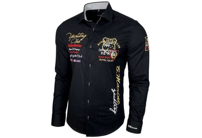 Baxboy Langarmhemd Baxboy Edel Dezent Herren Hemd Stickerei Hemden Kontrast Langarm B-508 von Baxboy