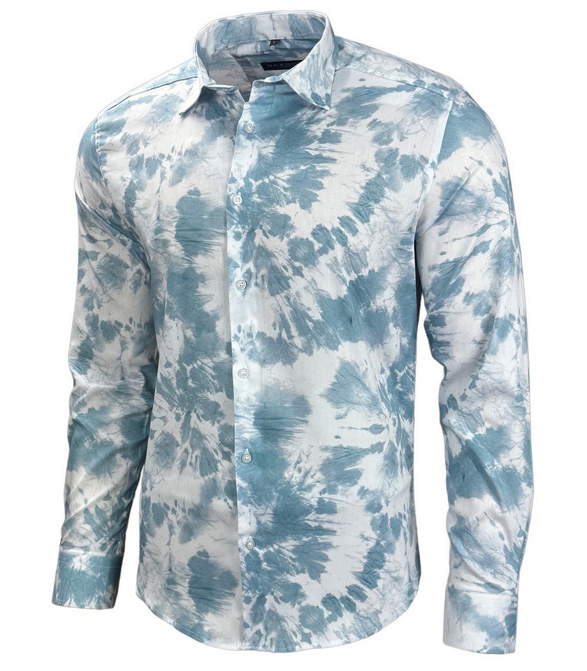 Baxboy Langarmhemd Baxboy Herren Geblümt Langarm Freizeithemd Hawaiihemd Batik B-448 von Baxboy