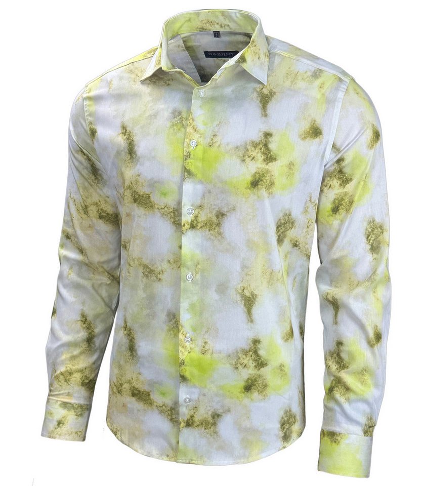 Baxboy Langarmhemd Baxboy Herren Hemd Freizeitshemd Langarm Blumen Casual Shirt B-449 von Baxboy