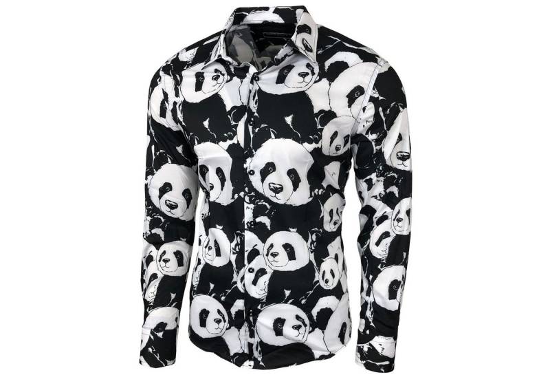 Baxboy Langarmhemd Baxboy Herren Hemd Freizeitshemd Langarm Blumen Casual Shirt von Baxboy