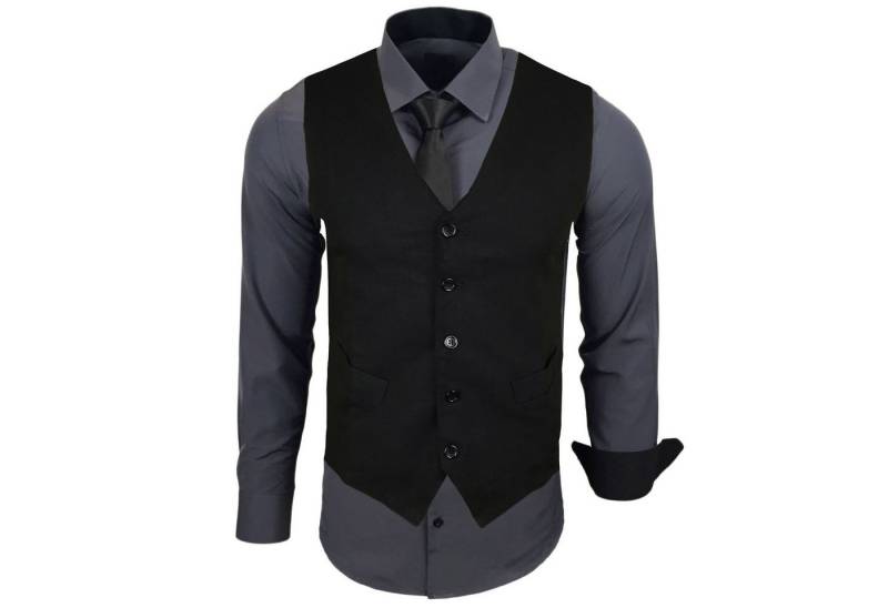 Baxboy Langarmhemd Baxboy Langarmhemd Herren Hemd Weste Krawatte 3-teilig Set 444-HWKR von Baxboy