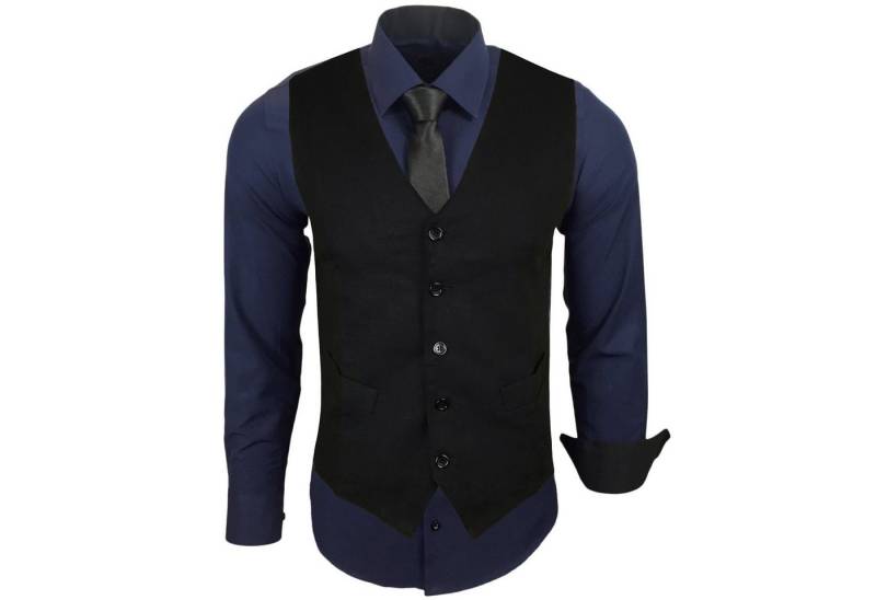 Baxboy Langarmhemd Baxboy Langarmhemd Herren Hemd Weste Krawatte 3-teilig Set 444-HWKR von Baxboy