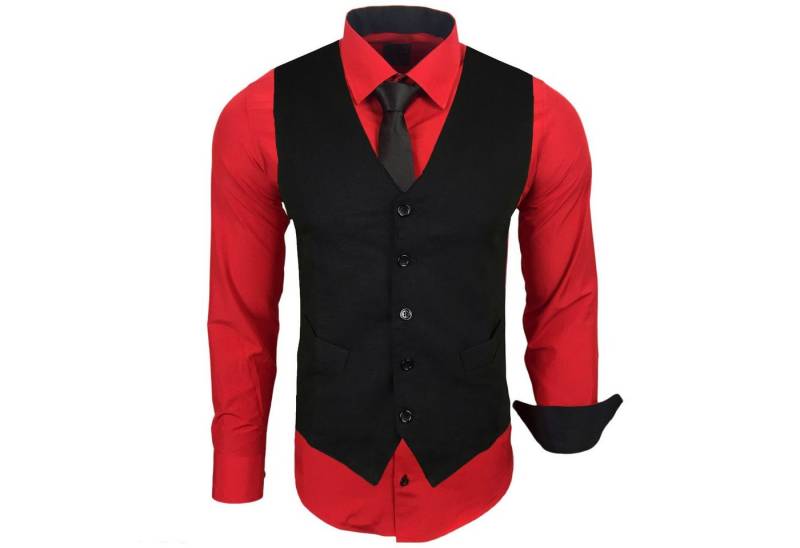 Baxboy Langarmhemd Baxboy Langarmhemd Herren Hemd Weste Krawatte 3-teilig Set 444-HWKR von Baxboy