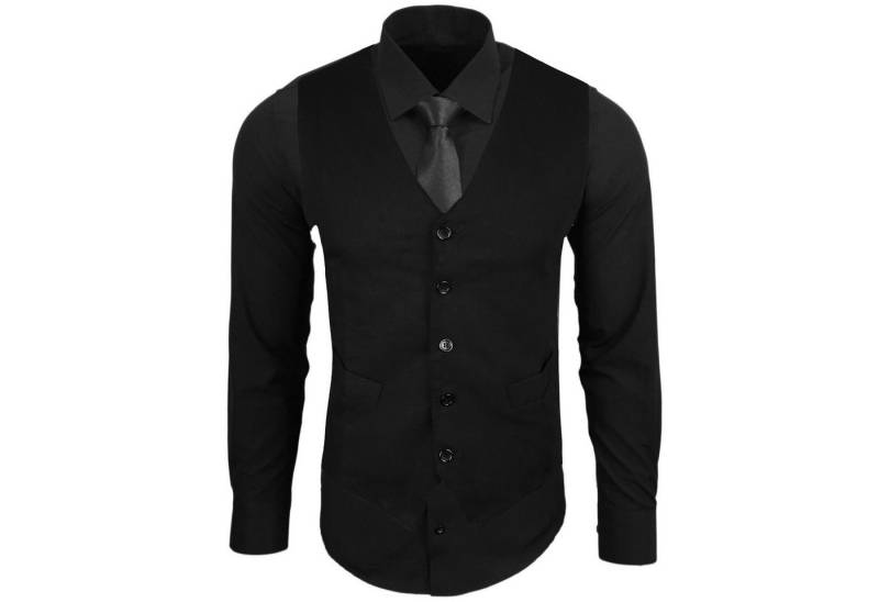 Baxboy Langarmhemd Baxboy Langarmhemd Herren Hemd Weste Krawatte 3-teilig Set 444-HWKR von Baxboy