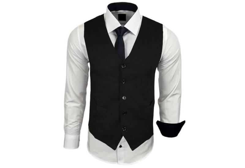 Baxboy Langarmhemd Baxboy Langarmhemd Herren Hemd Weste Krawatte 3-teilig Set 444-HWKR von Baxboy