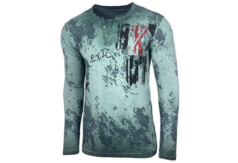 Baxboy Longshirt Langarmshirt mit trendigem All-Over Logo-Print mit Knopfleiste B-702 von Baxboy