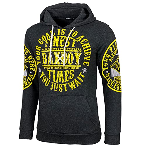 Baxboy Slim fit Herren Pullover Hoodie Sweatshirt Longsleeve Sweatshirt Jacke Langarm Kapuzenpullover Hoody Sweater 950, Farbe:Anthrazit, Größe:S von Baxboy