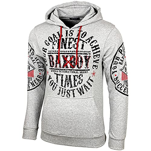 Baxboy Slim fit Herren Pullover Hoodie Sweatshirt Longsleeve Sweatshirt Jacke Langarm Kapuzenpullover Hoody Sweater 950, Farbe:Grau, Größe:2XL von Baxboy