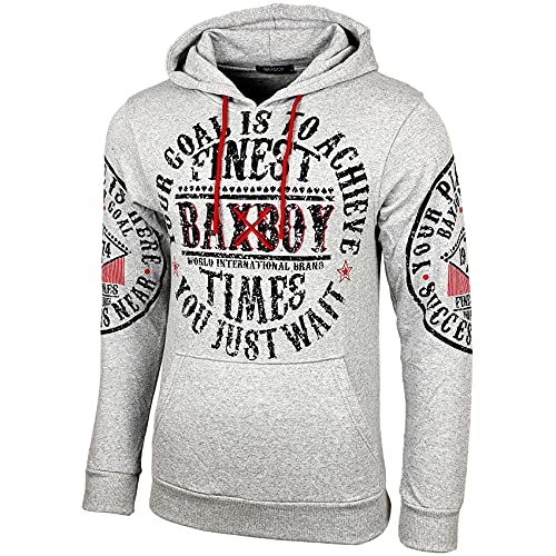 Baxboy Slim fit Herren Pullover Hoodie Sweatshirt Longsleeve Sweatshirt Jacke Langarm Kapuzenpullover Hoody Sweater 950, Farbe:Grau, Größe:XL von Baxboy