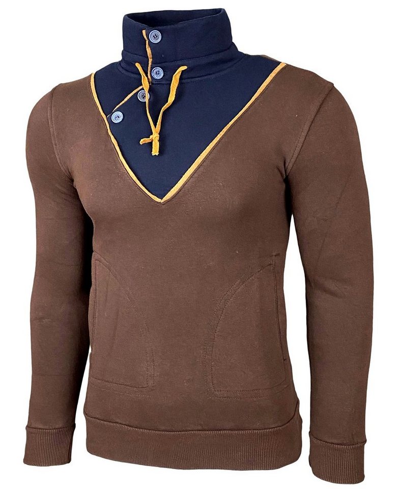 Baxboy Strickpullover Baxboy Herren Sweatshirt Tube-Neck Stehkragen Knopfverschluss 4005 von Baxboy