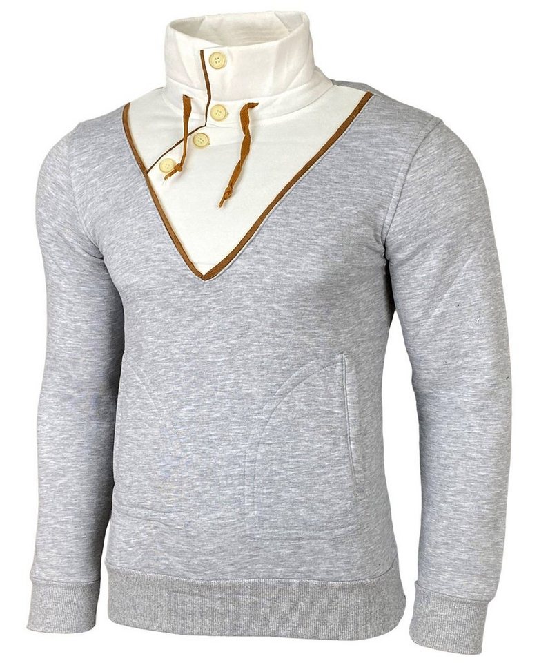 Baxboy Strickpullover Baxboy Herren Sweatshirt Tube-Neck Stehkragen Knopfverschluss 4005 von Baxboy