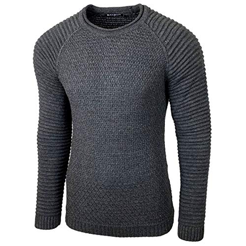 Baxboy Strickpullover Herren Two Tone Rundhals Pullover Grobstrick B-8056, Farbe:Anthrazit, Größe:2XL Baxboy Strickpullover Herren Two Tone Rundhals Pullover Grobstrick B-8056, Farbe:Anthrazit, Größe:2XL von Baxboy