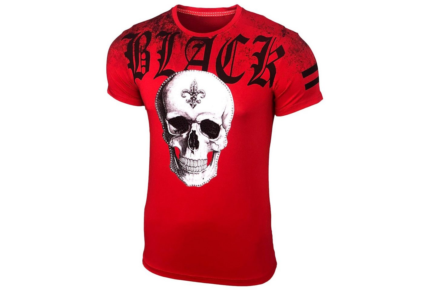 Baxboy T-Shirt Baxboy Herren Rundhals Strass Steinen T-Shirt mit Motiv Design von Baxboy