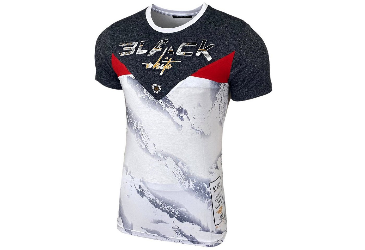 Baxboy T-Shirt Baxboy T-Shirt »Black White« Kurzarmshirt mit All-Over Print von Baxboy