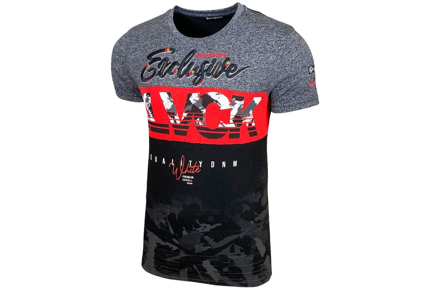 Baxboy T-Shirt Baxboy T-Shirt »EXCLUSIVE BLACK« mit sportiven Prints & Stickerei von Baxboy