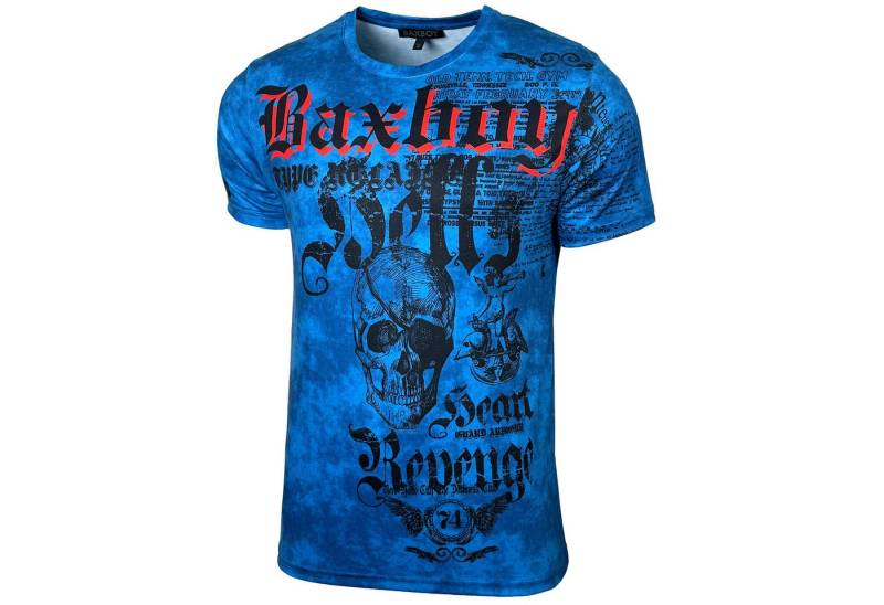 Baxboy T-Shirt Baxboy T-Shirt Oil Washed Totenkopf mit All-Over Print B-06 von Baxboy