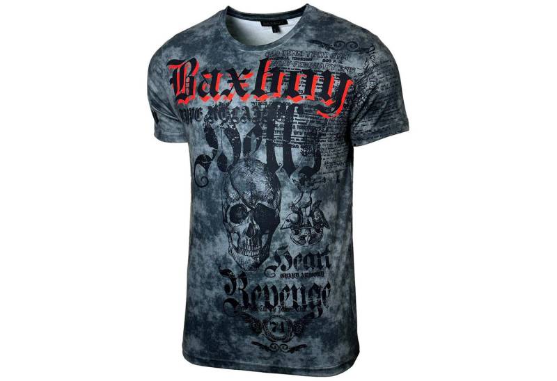 Baxboy T-Shirt Baxboy T-Shirt Oil Washed Totenkopf mit All-Over Print B-06 von Baxboy