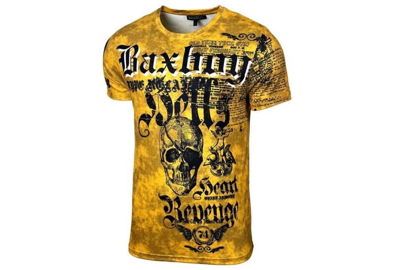 Baxboy T-Shirt Baxboy T-Shirt Oil Washed Totenkopf mit All-Over Print B-06 von Baxboy