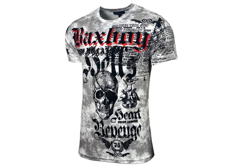 Baxboy T-Shirt Baxboy T-Shirt Oil Washed Totenkopf mit All-Over Print B-06 von Baxboy