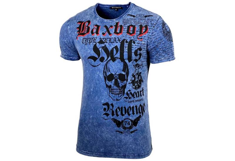 Baxboy T-Shirt Baxboy T-Shirt Oil Washed Totenkopf mit All-Over Print B-06 von Baxboy