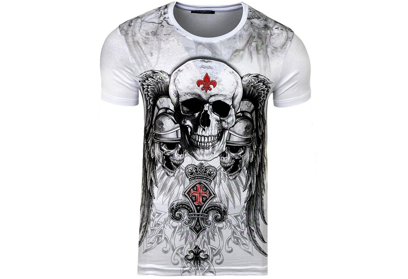 Baxboy T-Shirt Baxboy T-Shirt mit stylischem Totenkopf-Print mit Strasssteinen 2308 von Baxboy