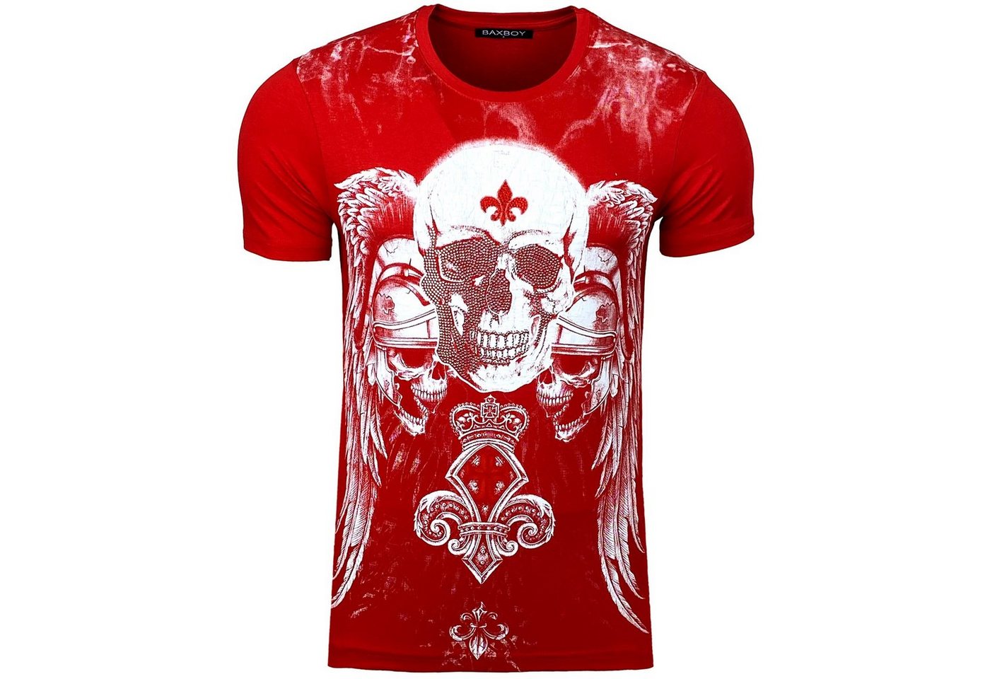 Baxboy T-Shirt Baxboy T-Shirt mit stylischem Totenkopf-Print mit Strasssteinen 2308 von Baxboy