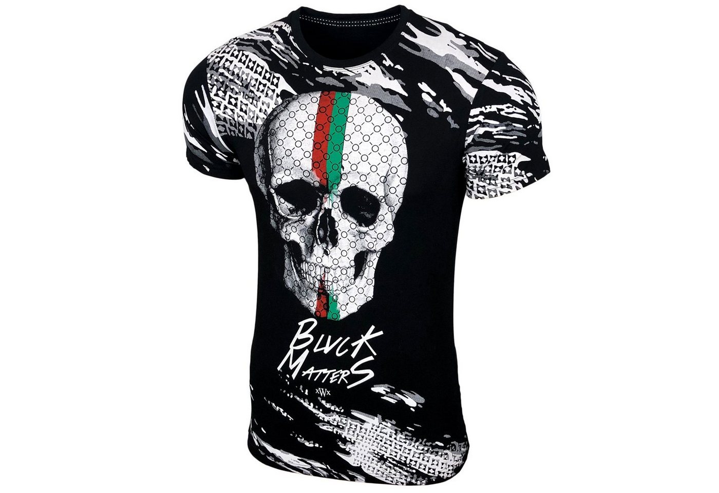 Baxboy T-Shirt Baxboy T-Shirt mit stylischem Totenkopf-Print mit Strasssteinen 2308 von Baxboy