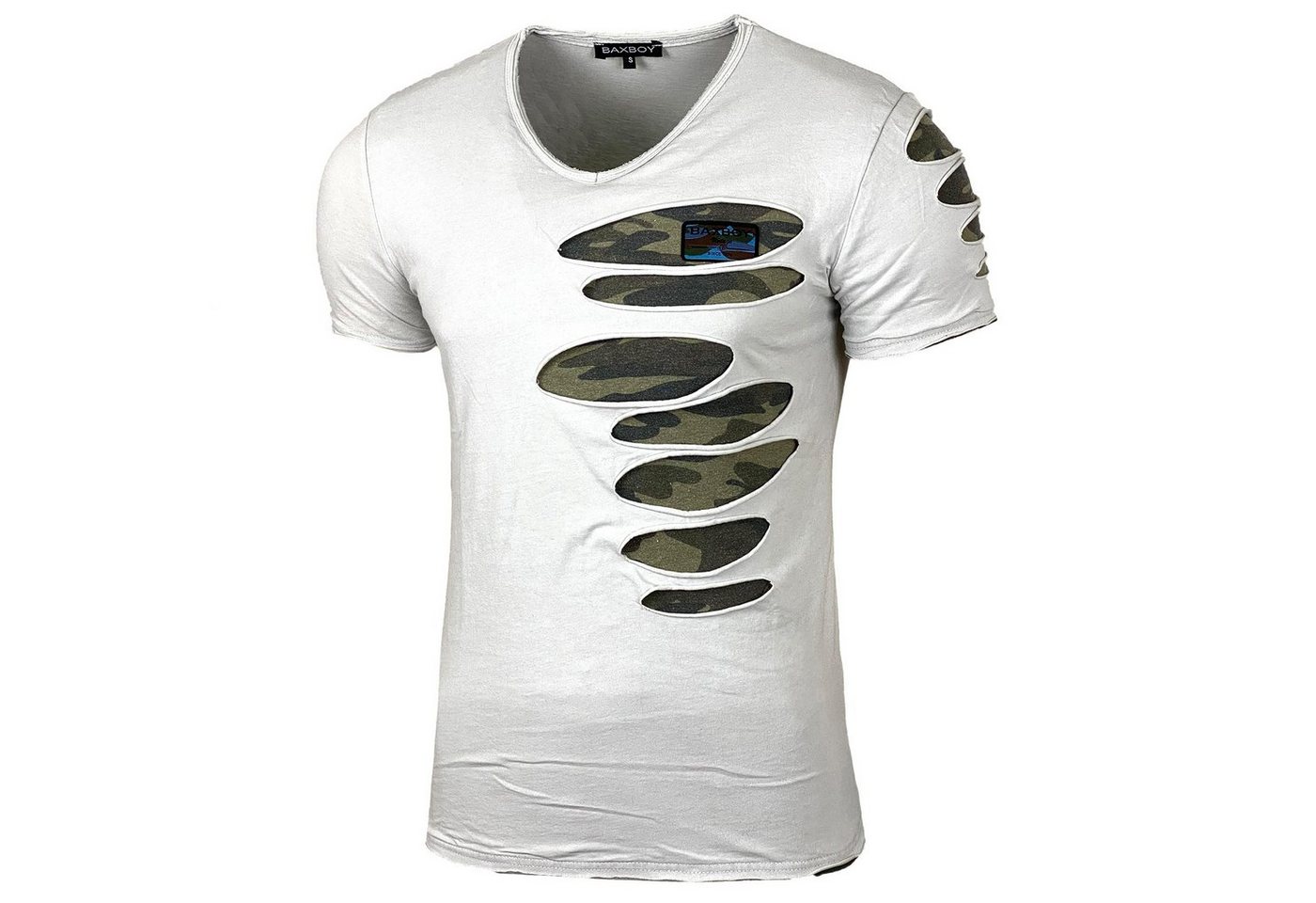 Baxboy T-Shirt Baxboy Used Look Rundhals T-Shirt 2-in-1-Design 053 von Baxboy