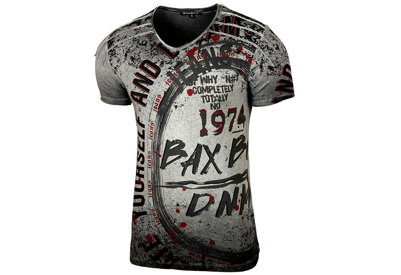 Baxboy T-Shirt Baxboy Verwaschen mit modernem V-Ausschnitt T-Shirt von Baxboy