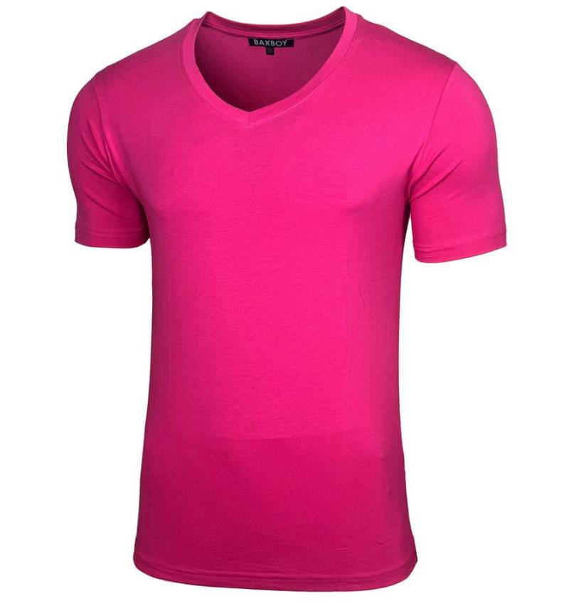 Baxboy T-Shirt Baxboy tiefer V-Ausschnitt Uni Basic Herren Kurzarm T-Shirt V-66 von Baxboy