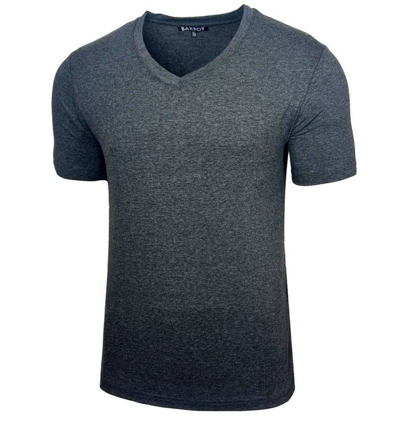 Baxboy T-Shirt Baxboy tiefer V-Ausschnitt Uni Basic Herren Kurzarm T-Shirt V-66 von Baxboy