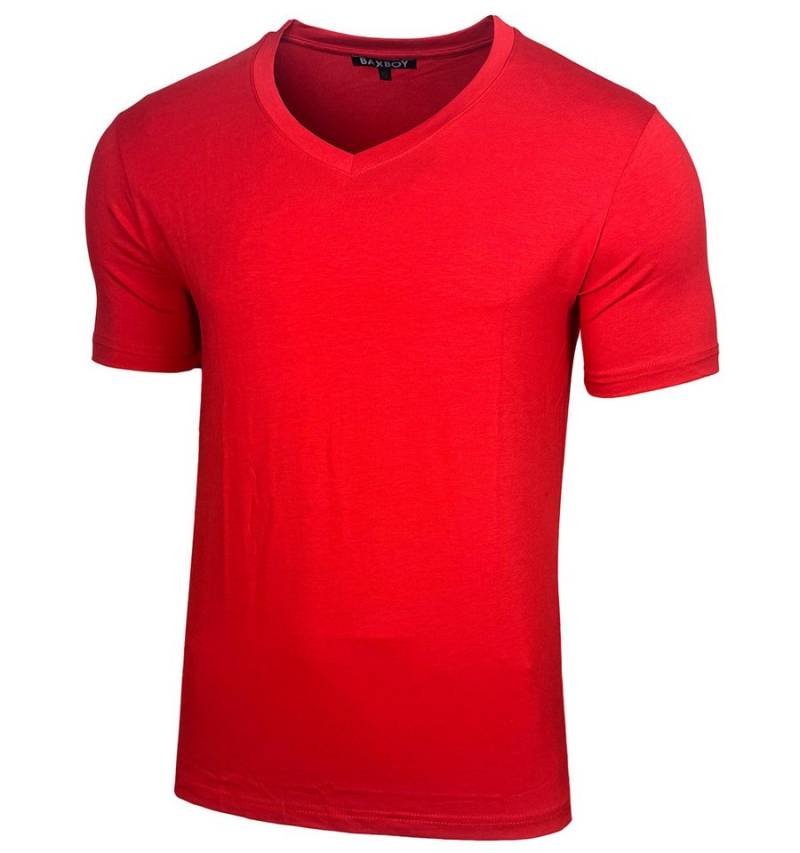 Baxboy T-Shirt Baxboy tiefer V-Ausschnitt Uni Basic Herren Kurzarm T-Shirt V-66 von Baxboy