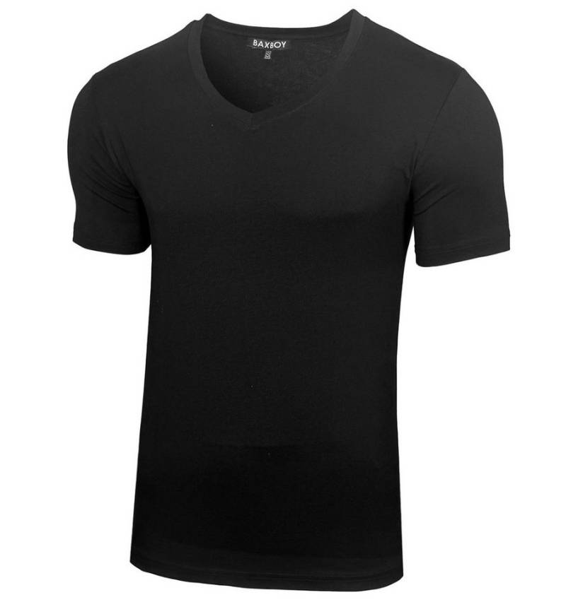 Baxboy T-Shirt Baxboy tiefer V-Ausschnitt Uni Basic Herren Kurzarm T-Shirt V-66 von Baxboy