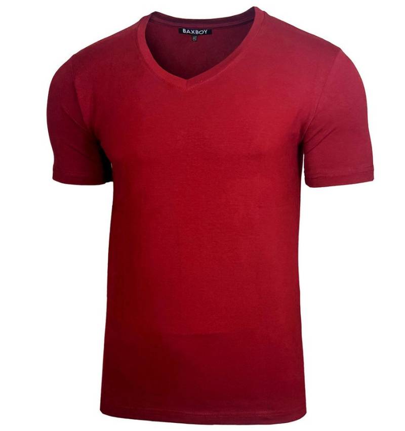 Baxboy T-Shirt Baxboy tiefer V-Ausschnitt Uni Basic Herren Kurzarm T-Shirt V-66 von Baxboy