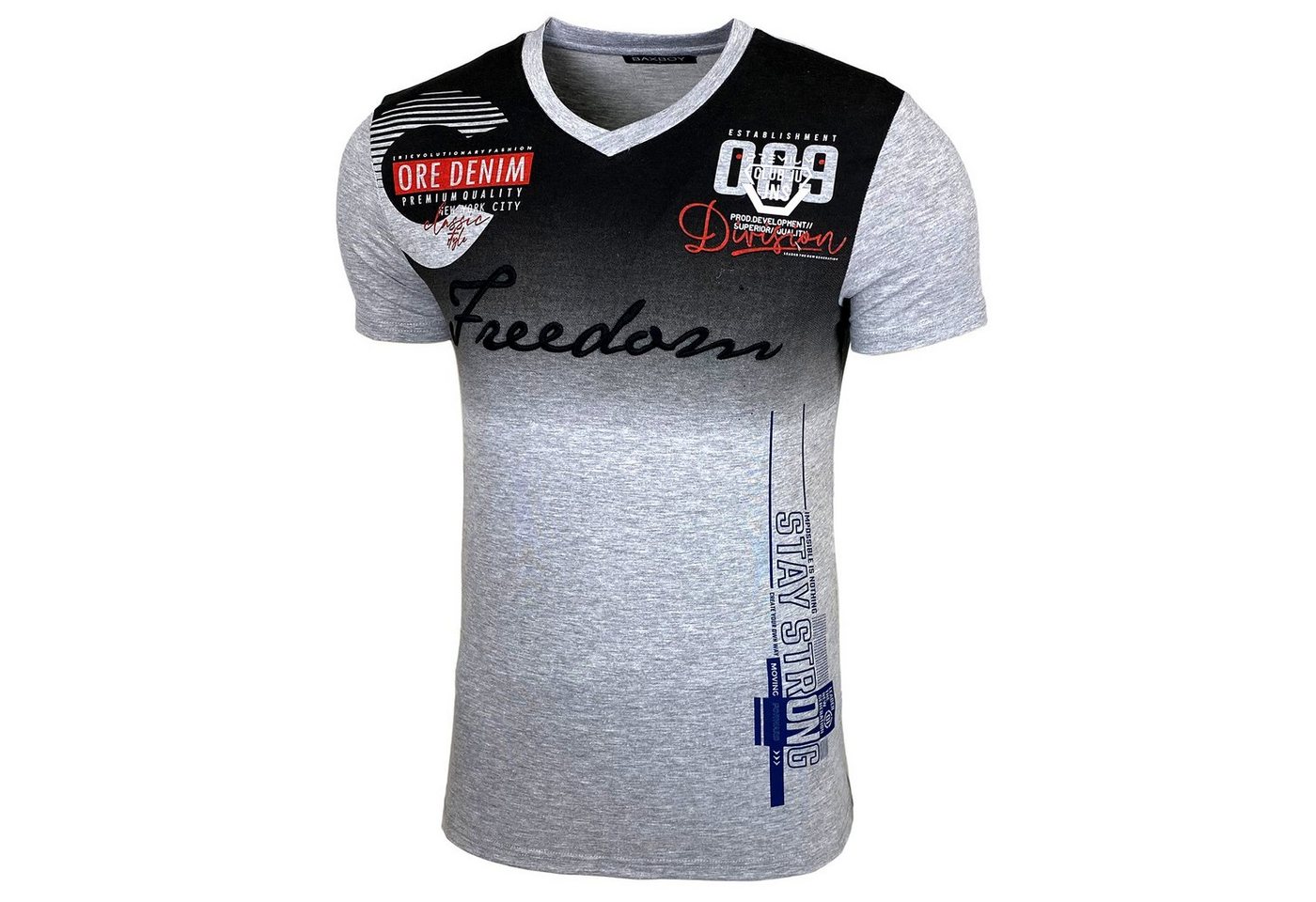 Baxboy T-Shirt T-Shirt »Freedom« mit sportiven Prints & Stickerei von Baxboy