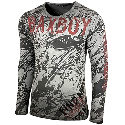 Herren Longsleeve T-Shirt Moderner Männer Langarmshirt Langarm Sweatshirt 701, Farbe:Anthrazit, Größe:2XL von Baxboy