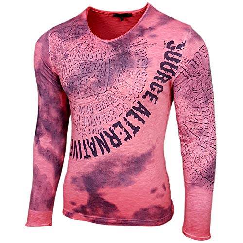 Herren Longsleeve T-Shirt Moderner Männer Langarmshirt Langarm Sweatshirt 701, Farbe:Coralle, Größe:S von Baxboy