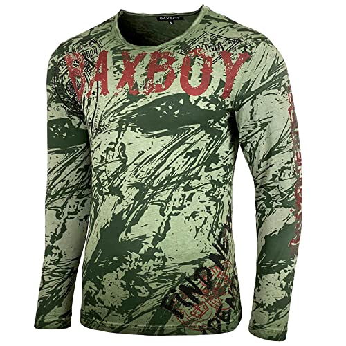 Baxboy Herren Longsleeve T-Shirt Moderner Männer Langarmshirt Langarm Sweatshirt 701, Farbe:Khaki, Größe:M von Baxboy