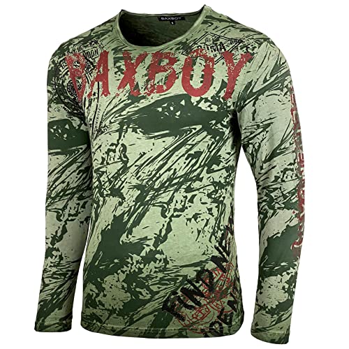 Baxboy Herren Longsleeve T-Shirt Moderner Männer Langarmshirt Langarm Sweatshirt 701, Farbe:Khaki, Größe:S von Baxboy