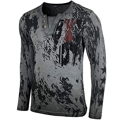 Herren Longsleeve T-Shirt Moderner Männer Langarmshirt Langarm Sweatshirt 702, Farbe:Anthrazit, Größe:2XL von Baxboy