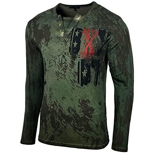 Herren Longsleeve T-Shirt Moderner Männer Langarmshirt Langarm Sweatshirt 702, Farbe:Khaki, Größe:L von Baxboy