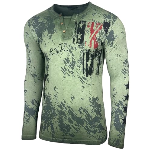 Herren Longsleeve T-Shirt Moderner Männer Langarmshirt Langarm Sweatshirt 702, Farbe:Khaki, Größe:M von Baxboy