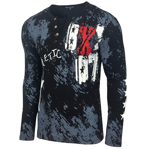 Herren Longsleeve T-Shirt Moderner Männer Langarmshirt Langarm Sweatshirt 702, Farbe:Schwarz, Größe:S von Baxboy