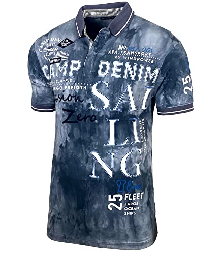 Herren Poloshirt Verwaschen Kurzarm Polo T-Shirt Slim Fit Design Fashion Top Print Batik Shirt 150, Farbe:Grau, Größe:L von Baxboy