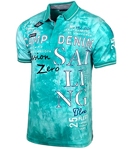 Herren Poloshirt Verwaschen Kurzarm Polo T-Shirt Slim Fit Design Fashion Top Print Batik Shirt 150, Farbe:Mint, Größe:XL von Baxboy